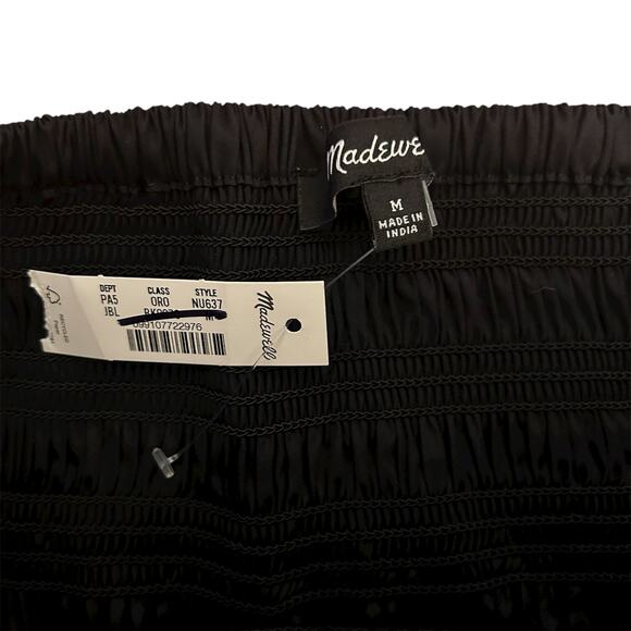 NWT Madewell Smocked-Waist Poplin Midi Skirt Black Size M - Picture 8 of 9